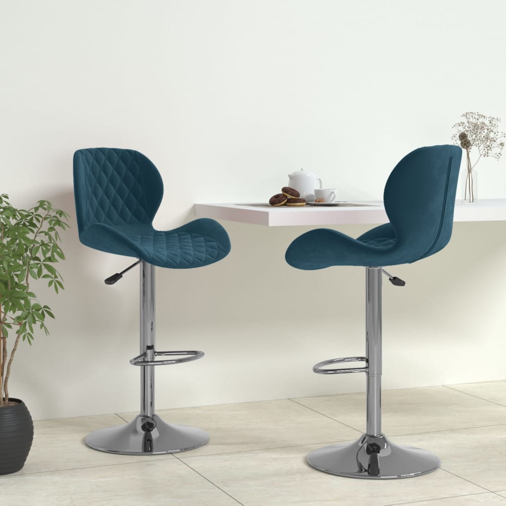 Tabourets de bar lot de 2 bleu velours - XIOS