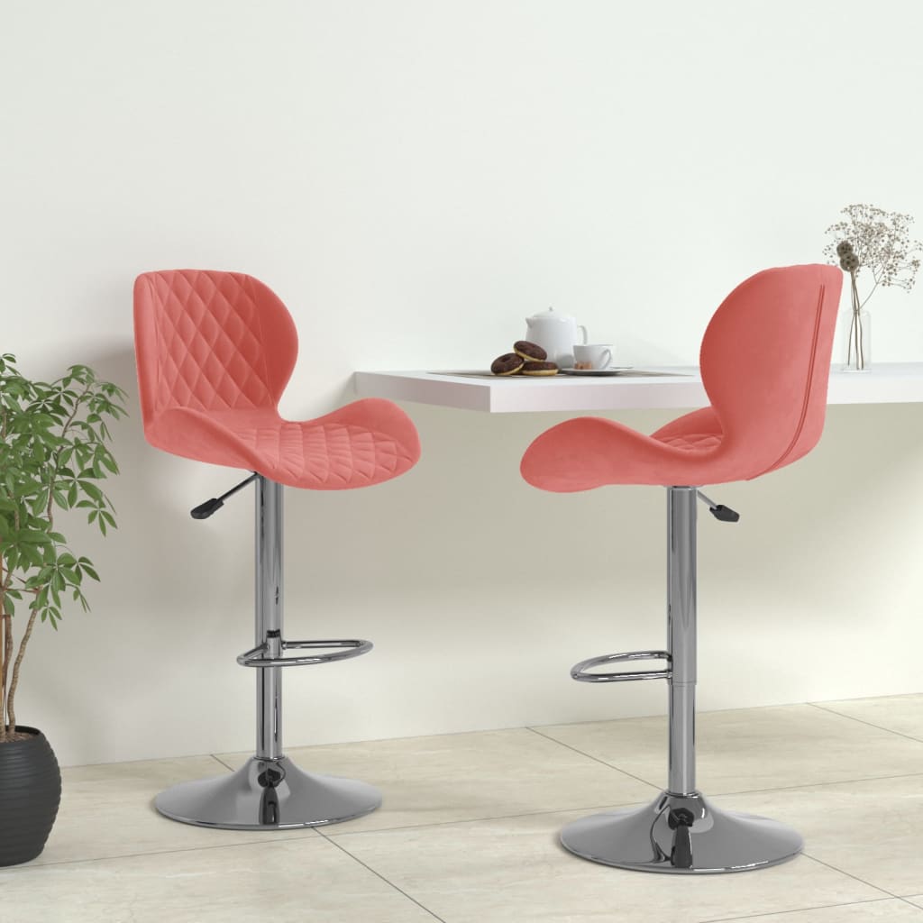 Tabourets de bar lot de 2 rose velours - XIOS