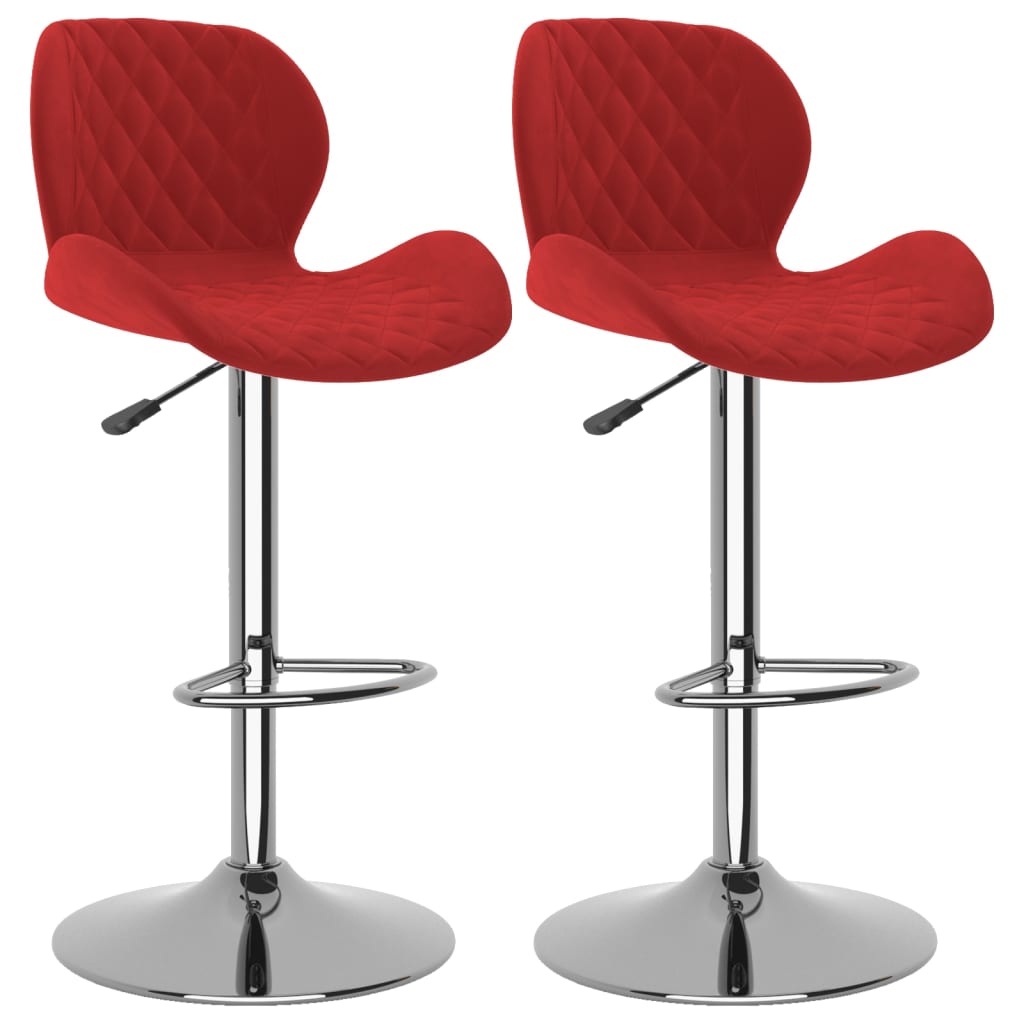 Tabourets de bar lot de 2 rouge bordeaux velours - XIOS