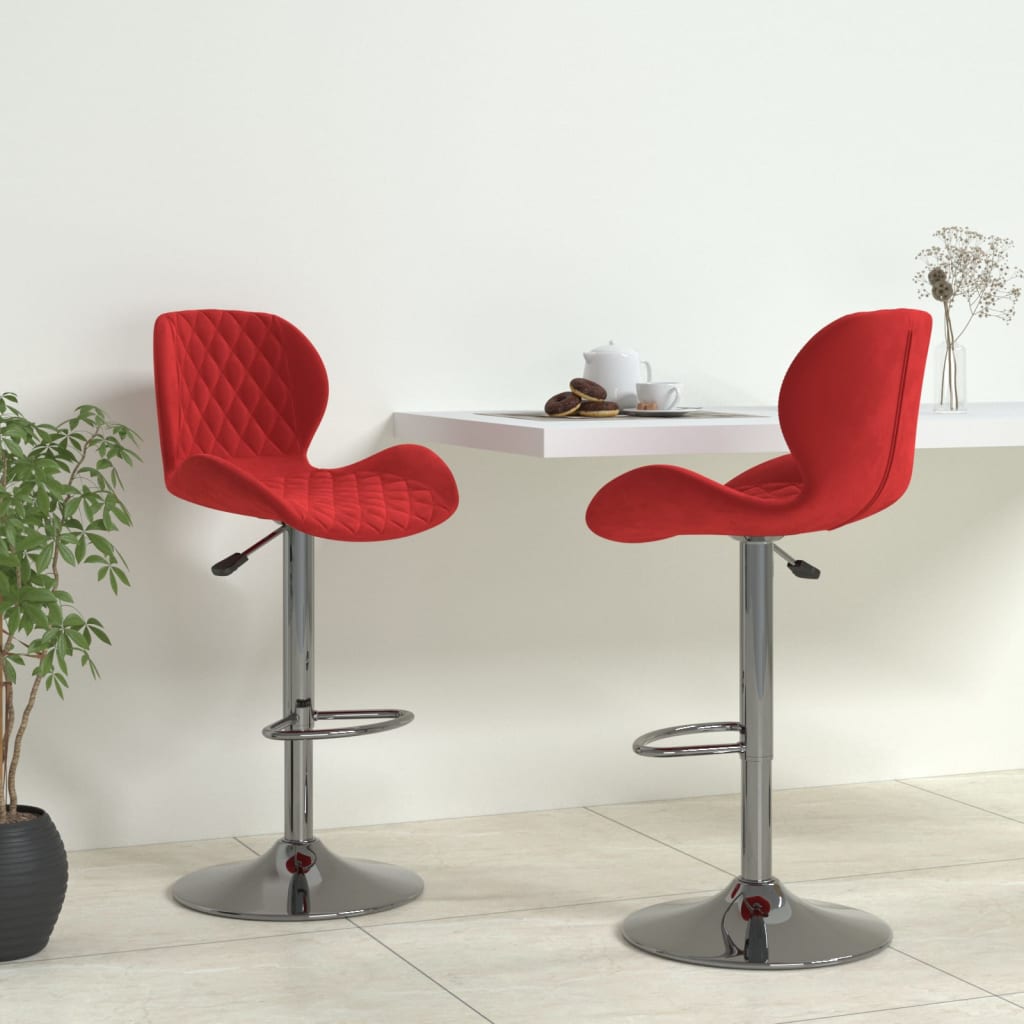 Tabourets de bar lot de 2 rouge bordeaux velours - XIOS