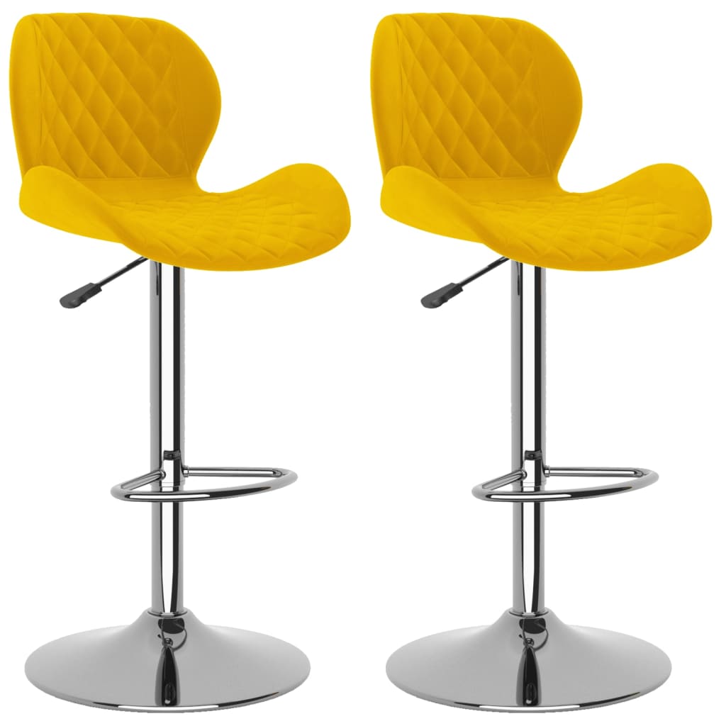 Tabourets de bar lot de 2 jaune moutarde velours - XIOS