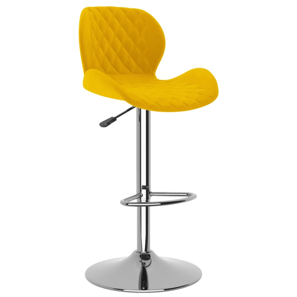 Tabourets de bar lot de 2 jaune moutarde velours - XIOS