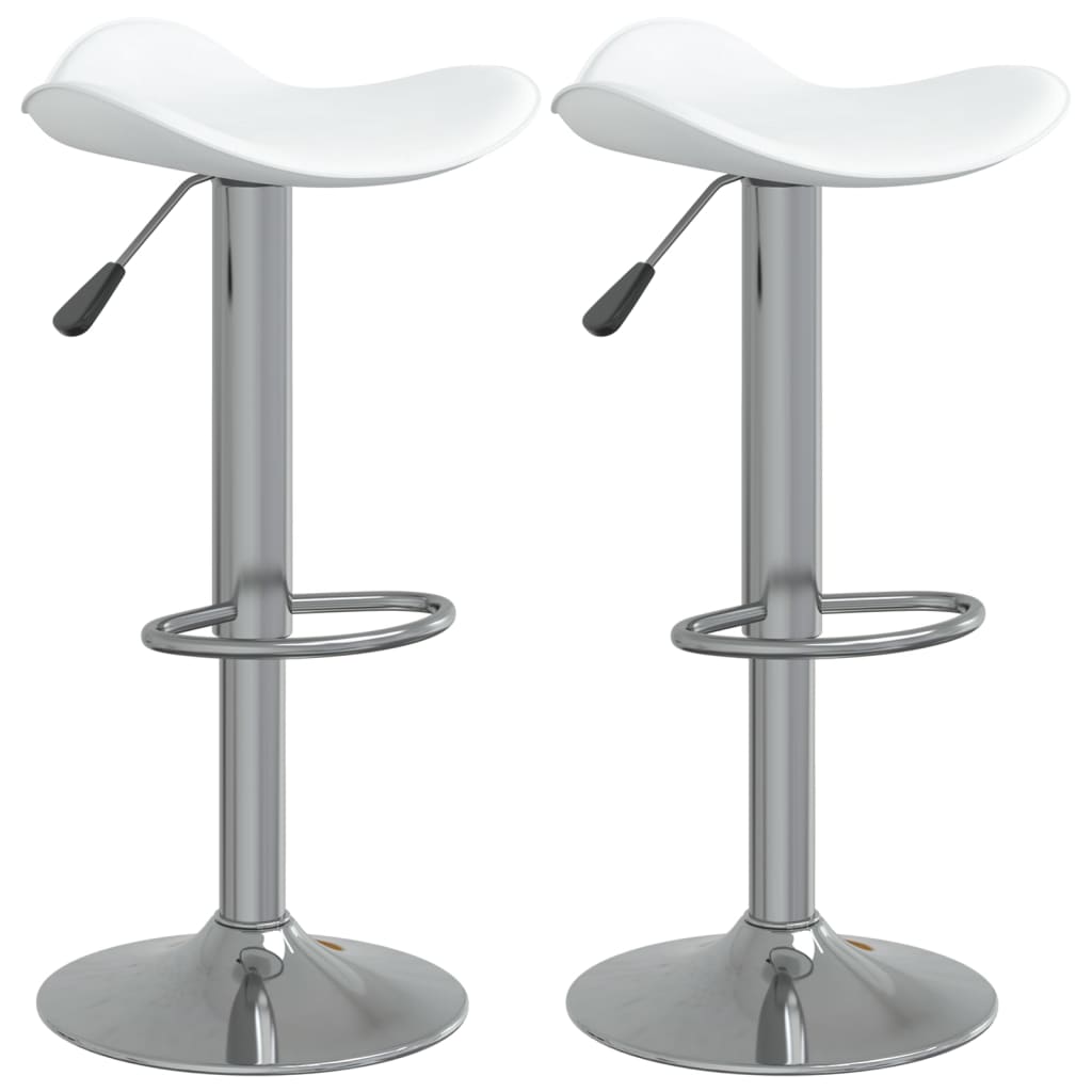 Tabourets de bar lot de 2 blanc acier chromé et cuir artificiel - XIOS