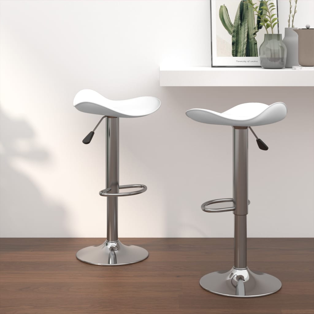 Tabourets de bar lot de 2 blanc acier chromé et cuir artificiel