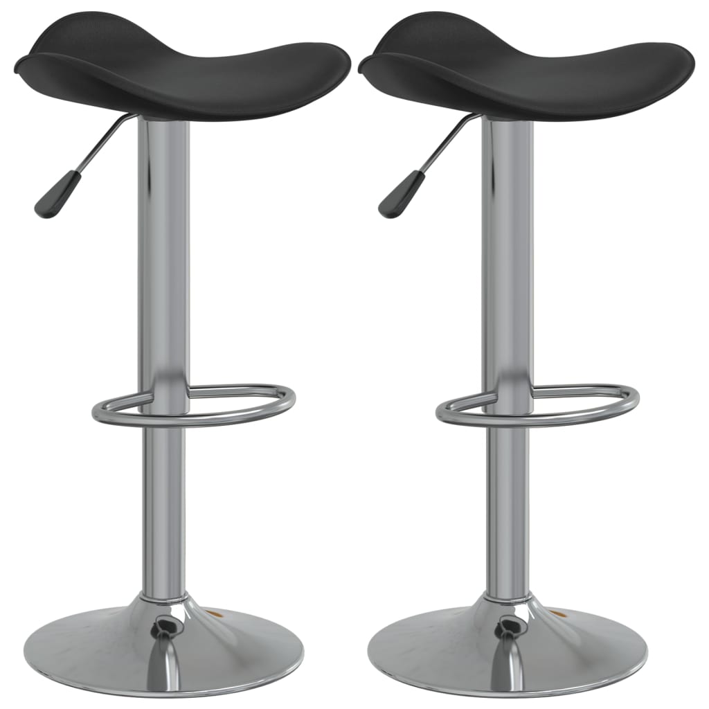 Tabourets de bar lot de 2 noir acier chromé et cuir artificiel - XIOS