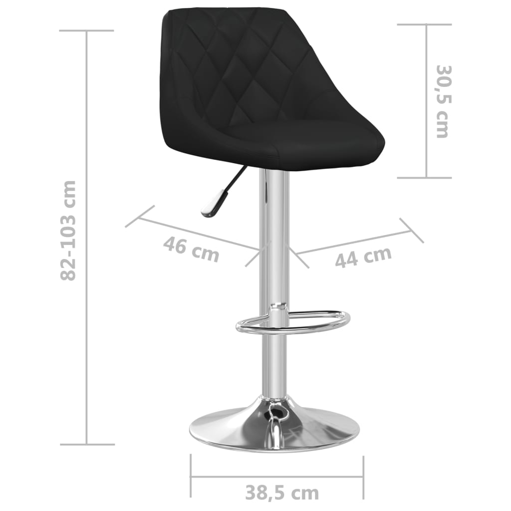Tabourets de bar lot de 2 noir similicuir - XIOS