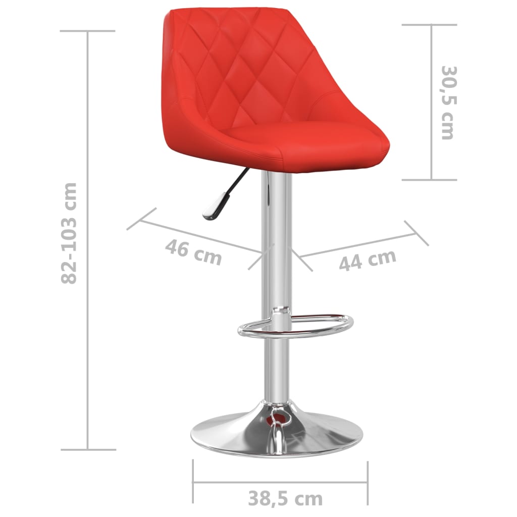 Tabourets de bar lot de 2 rouge similicuir - XIOS