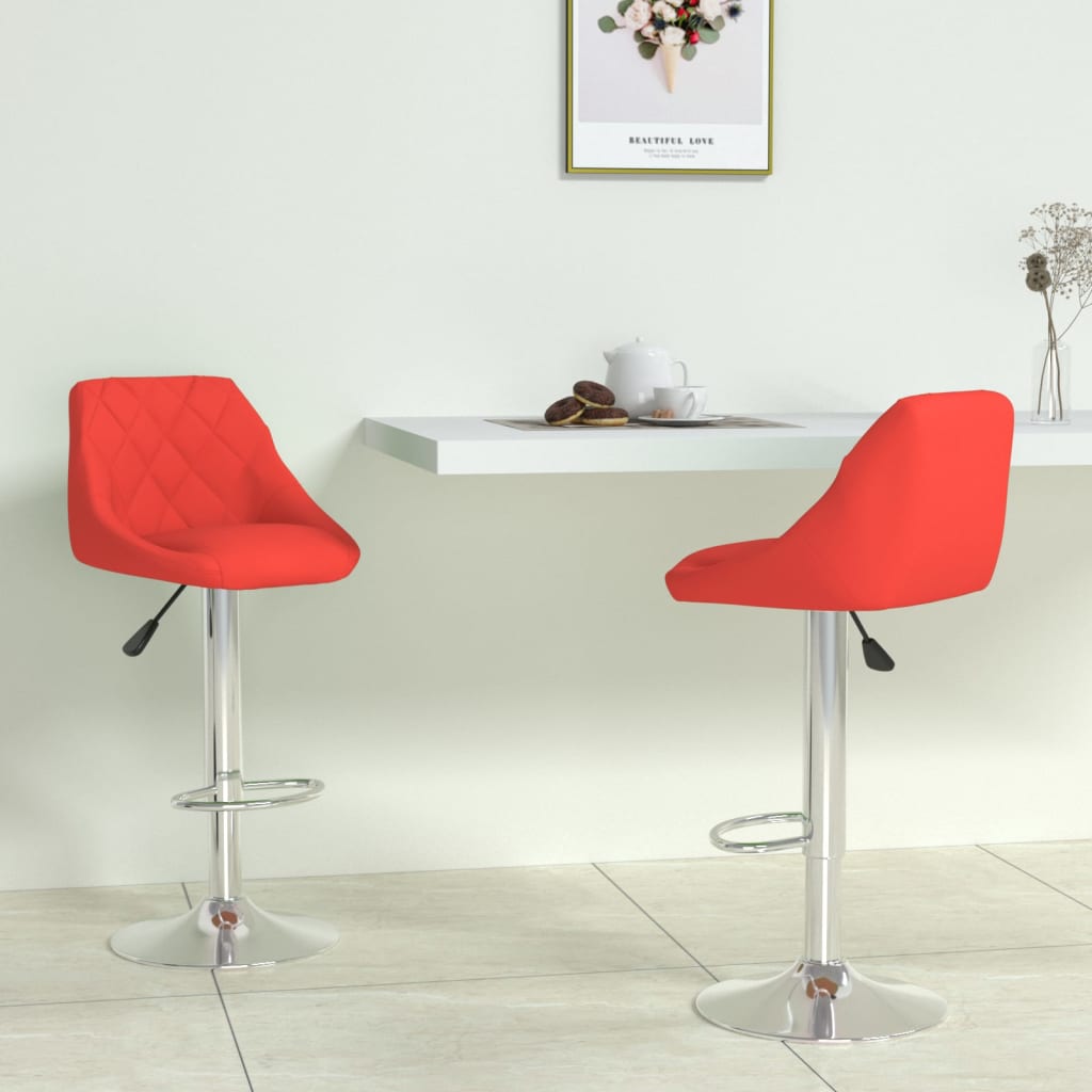 Tabourets de bar lot de 2 rouge similicuir - XIOS