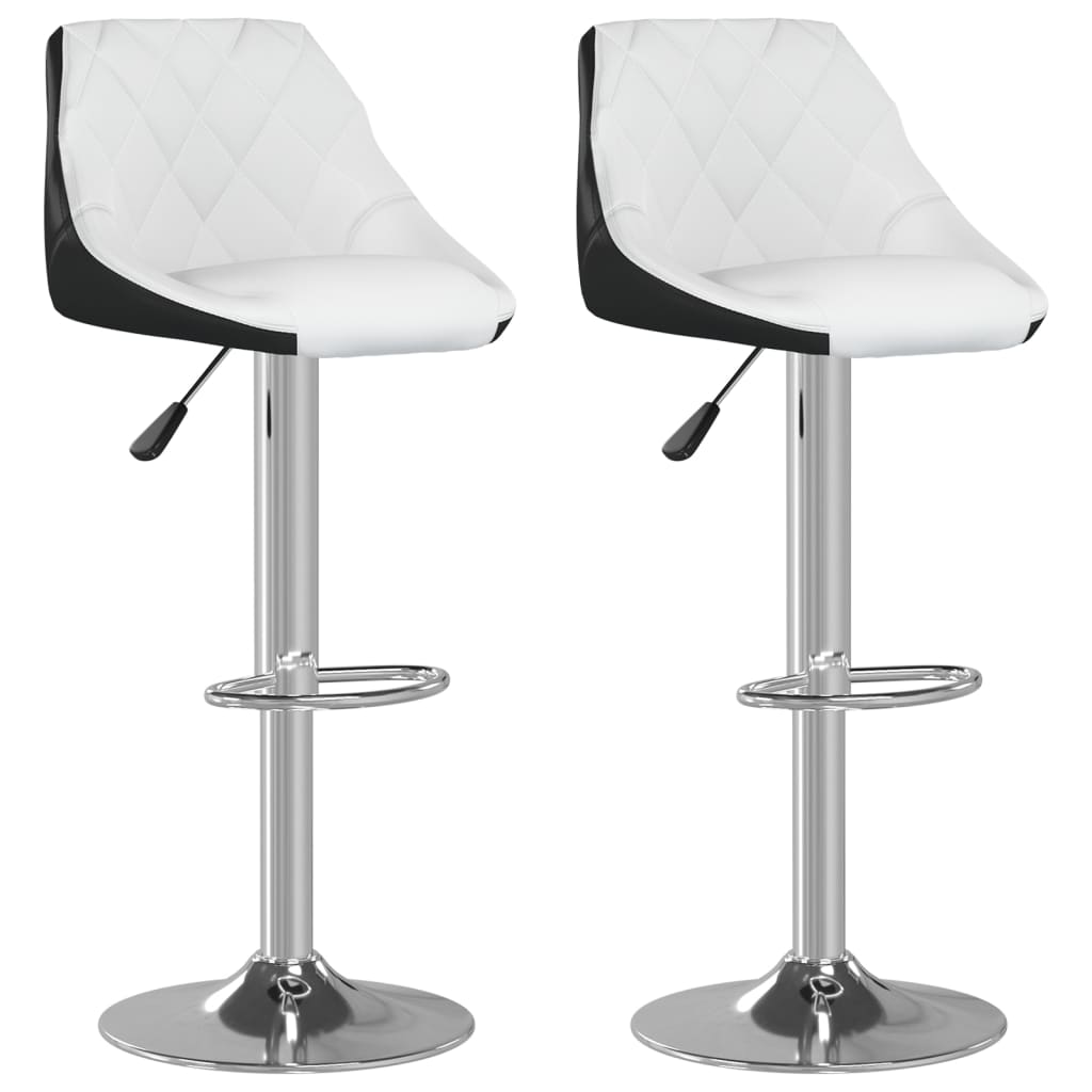 Tabourets de bar lot de 2 blanc et noir similicuir - XIOS