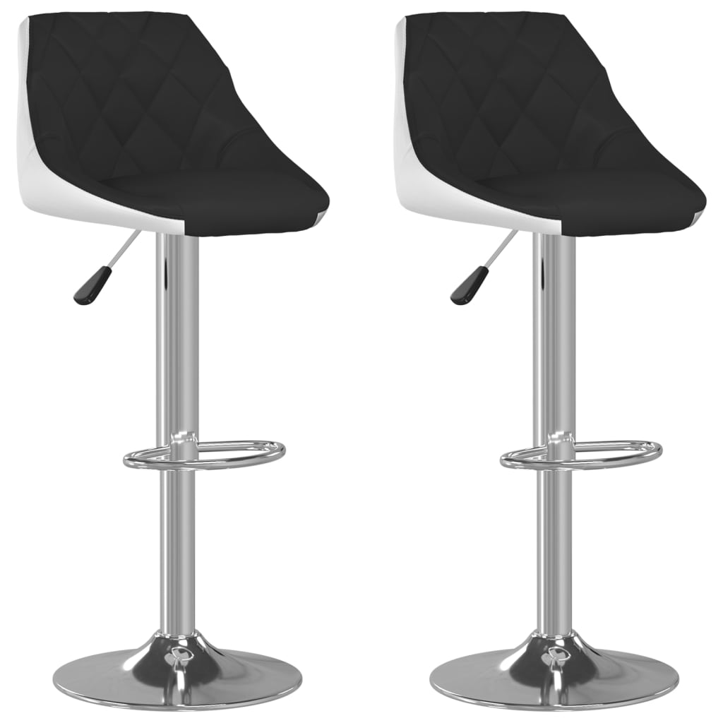 Tabourets de bar lot de 2 noir et blanc similicuir - XIOS
