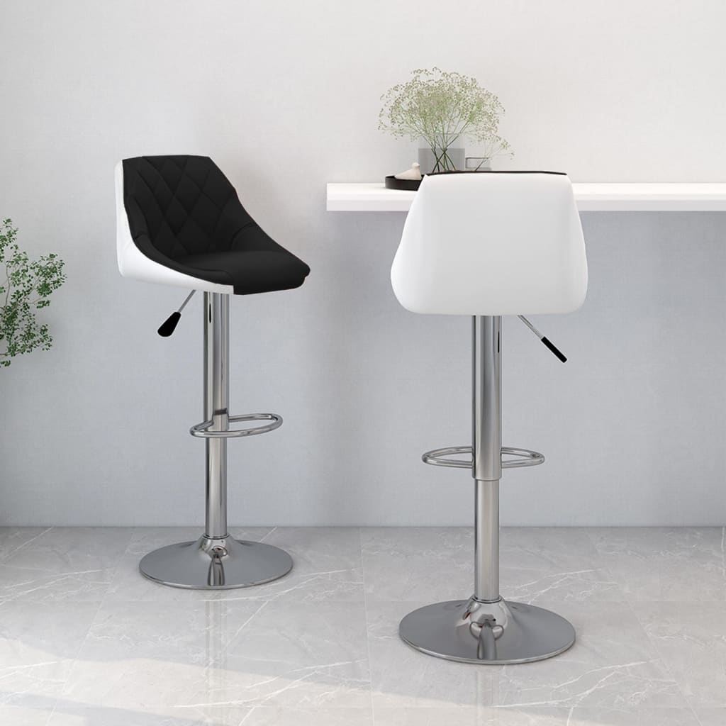 Tabourets de bar lot de 2 noir et blanc similicuir - XIOS