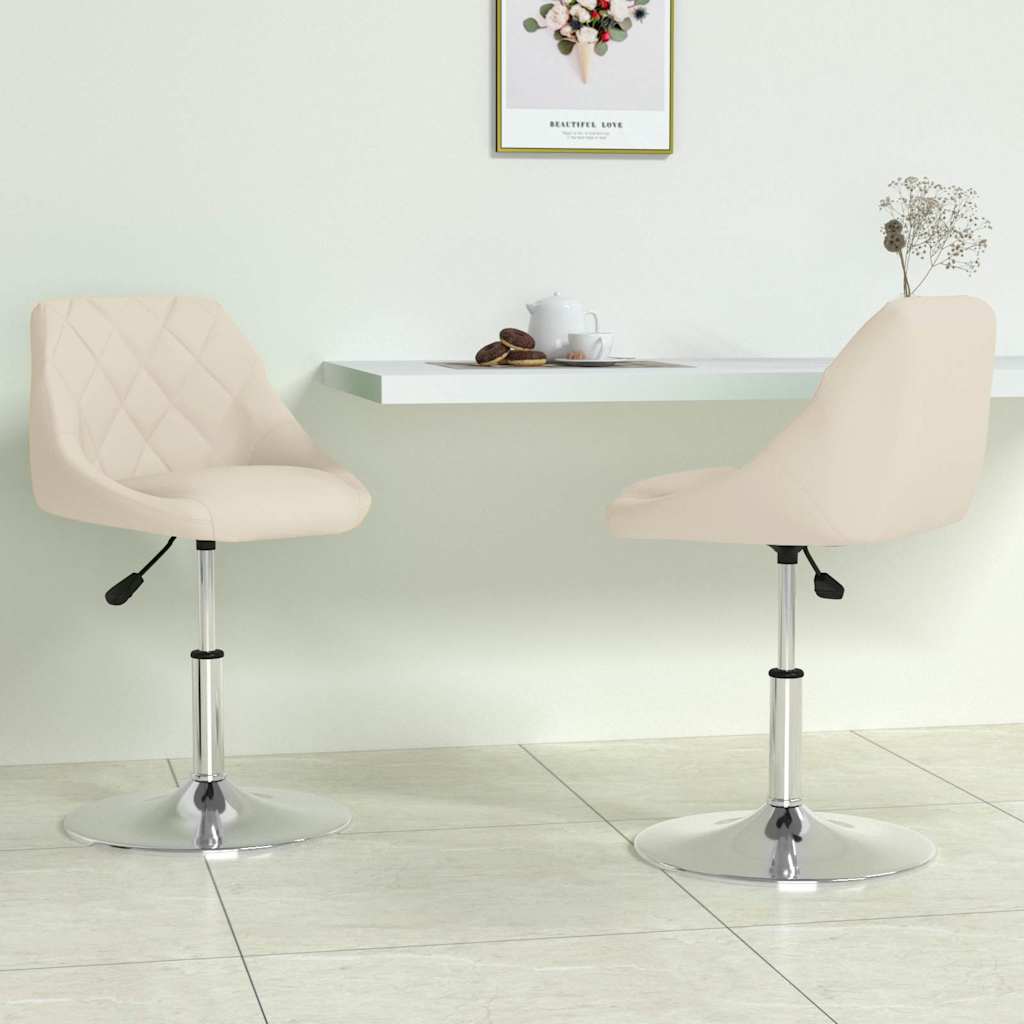 Chaises pivotantes à manger lot de 2 Crème Velours - XIOS