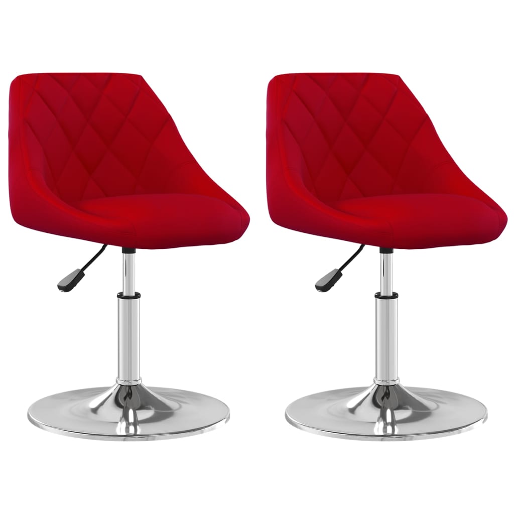Chaises pivotantes salle à manger 2 pcs Rouge bordeaux Velours