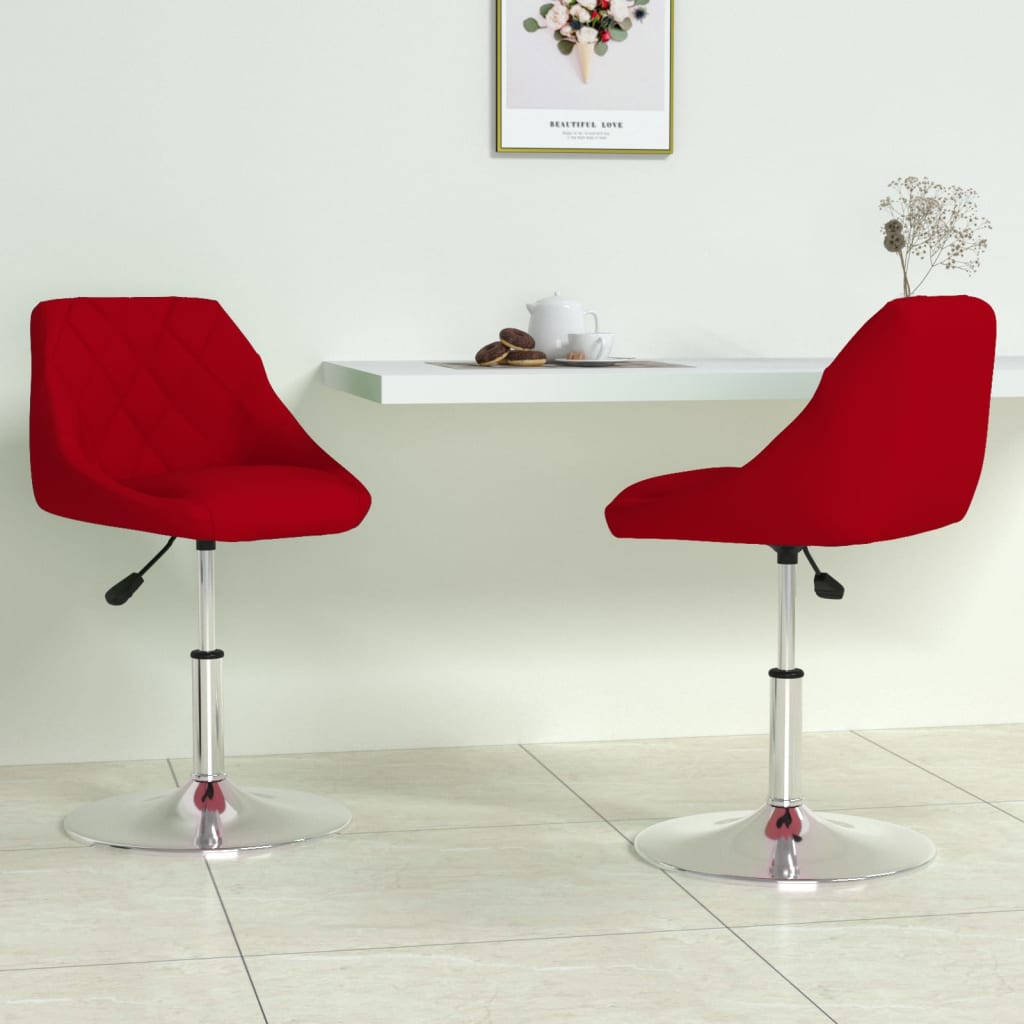 Chaises pivotantes salle à manger 2 pcs Rouge bordeaux Velours