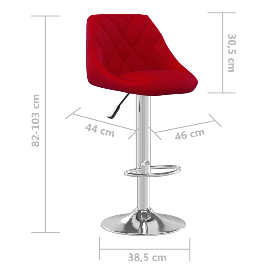 Tabouret de bar Rouge bordeaux Velours - XIOS