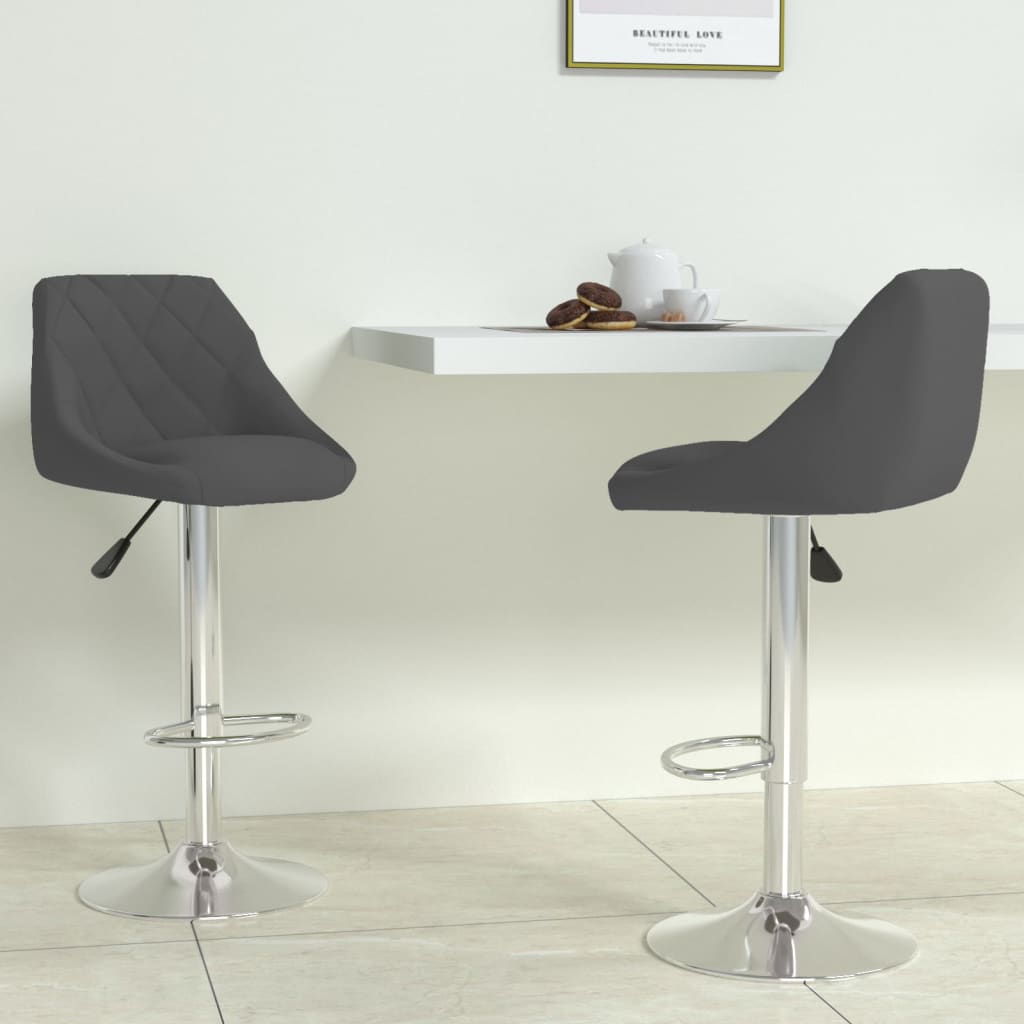 Tabourets de bar lot de 2 gris foncé velours - XIOS
