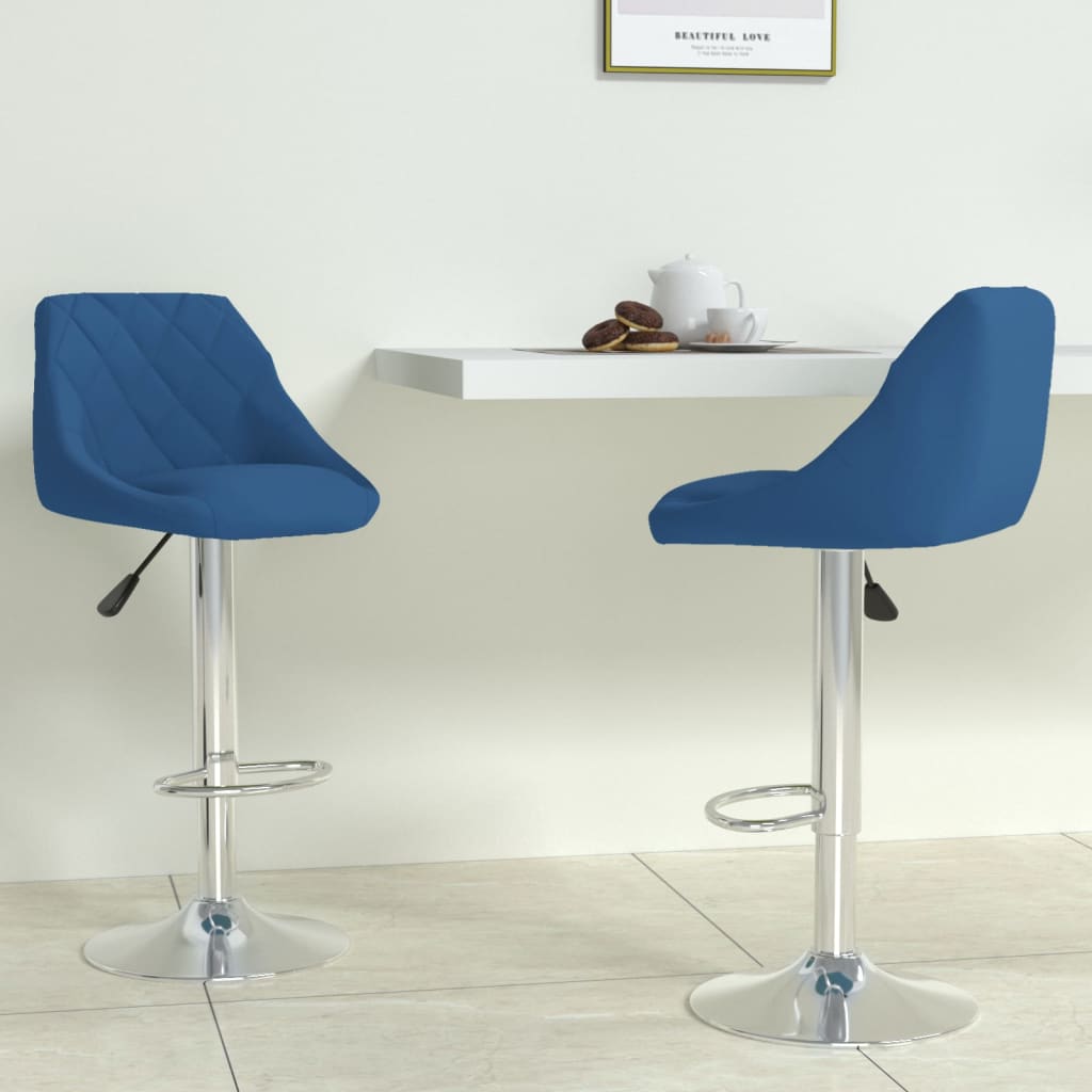 Tabourets de bar lot de 2 bleu velours - XIOS