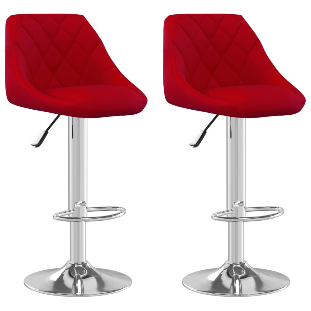 Tabourets de bar lot de 2 rouge bordeaux velours - XIOS