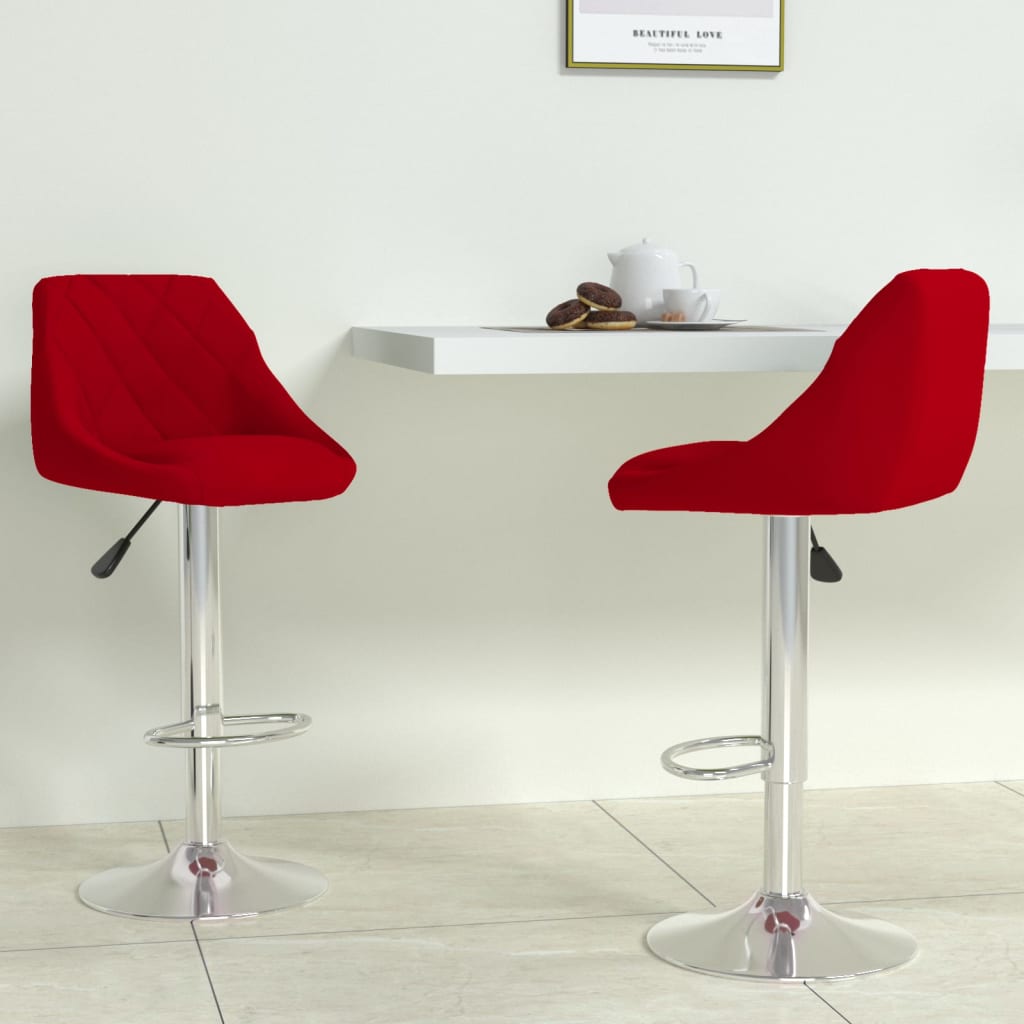 Tabourets de bar lot de 2 rouge bordeaux velours - XIOS