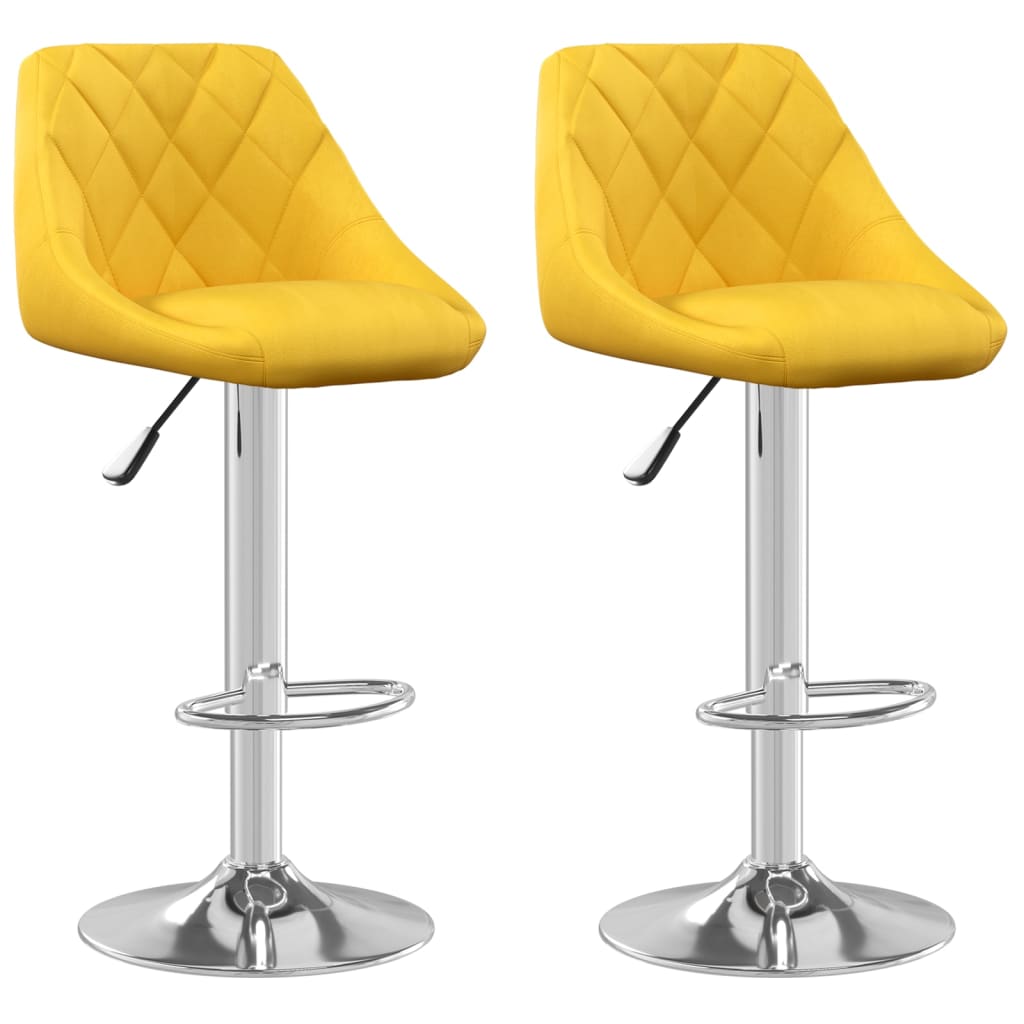 Tabourets de bar lot de 2 jaune moutarde velours - XIOS