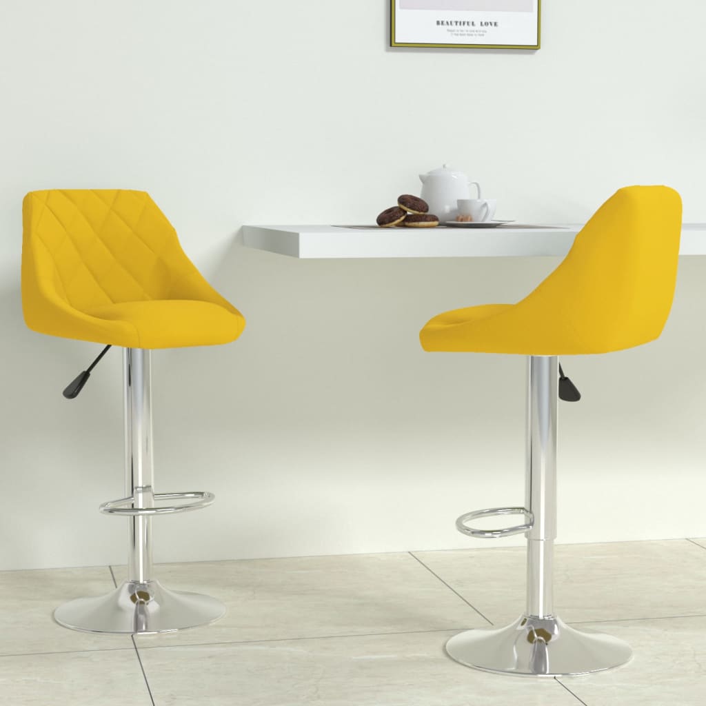 Tabourets de bar lot de 2 jaune moutarde velours - XIOS