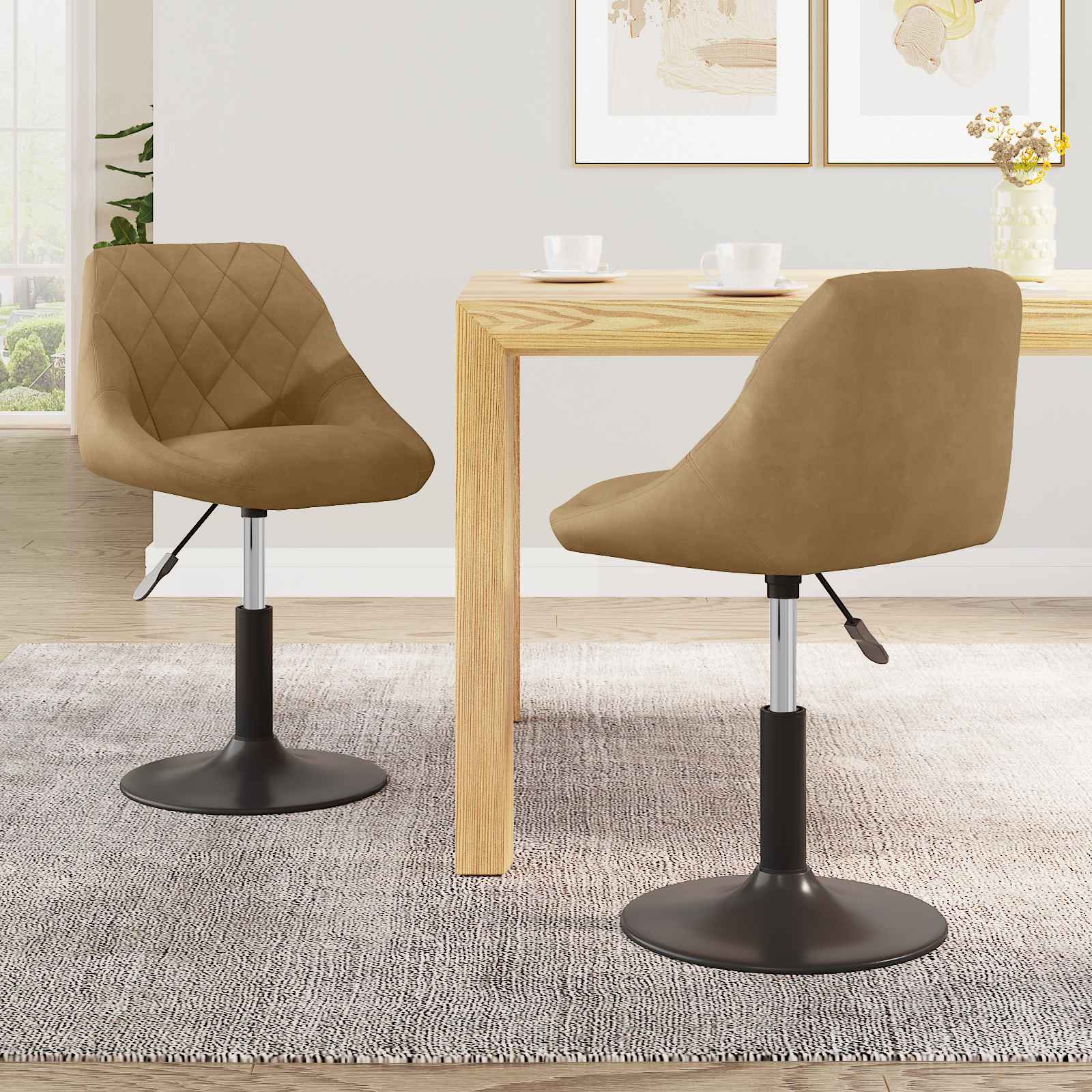 Chaises de salle à manger pivotantes 2 pc Faux cuir Marron - XIOS