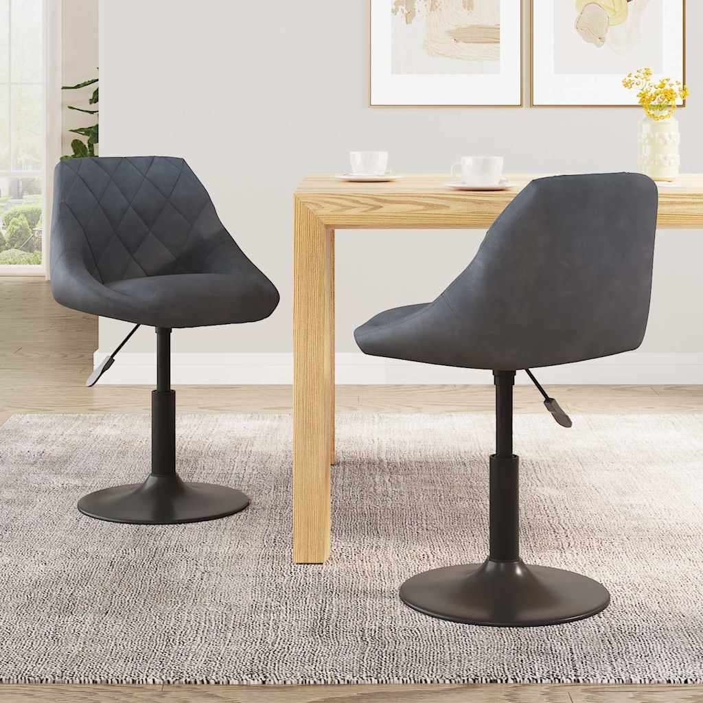 Chaises pivotantes à dîner lot de 2 Gris foncé Velours - XIOS