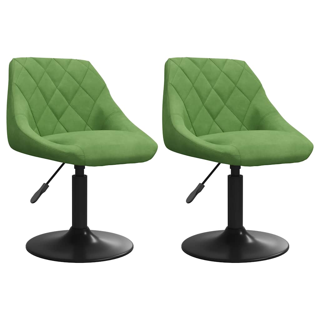 Chaises pivotantes à manger lot de 2 vert clair velours - XIOS