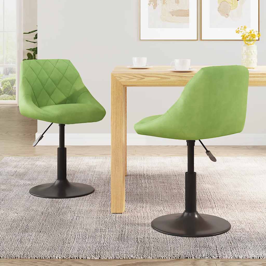 Chaises pivotantes à manger lot de 2 vert clair velours - XIOS