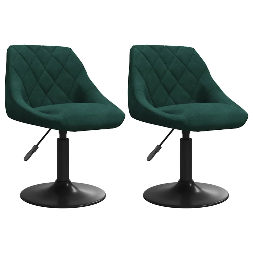 Chaises pivotantes à manger lot de 2 vert foncé velours - XIOS