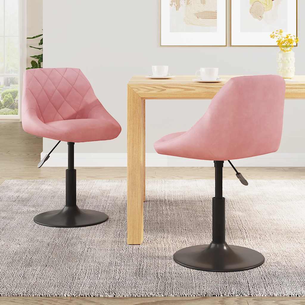 Chaises pivotantes à manger lot de 2 Rose Velours - XIOS