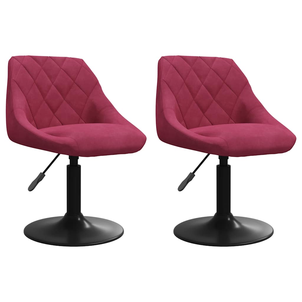 Chaises pivotantes à manger lot de 2 bordeaux velours - XIOS