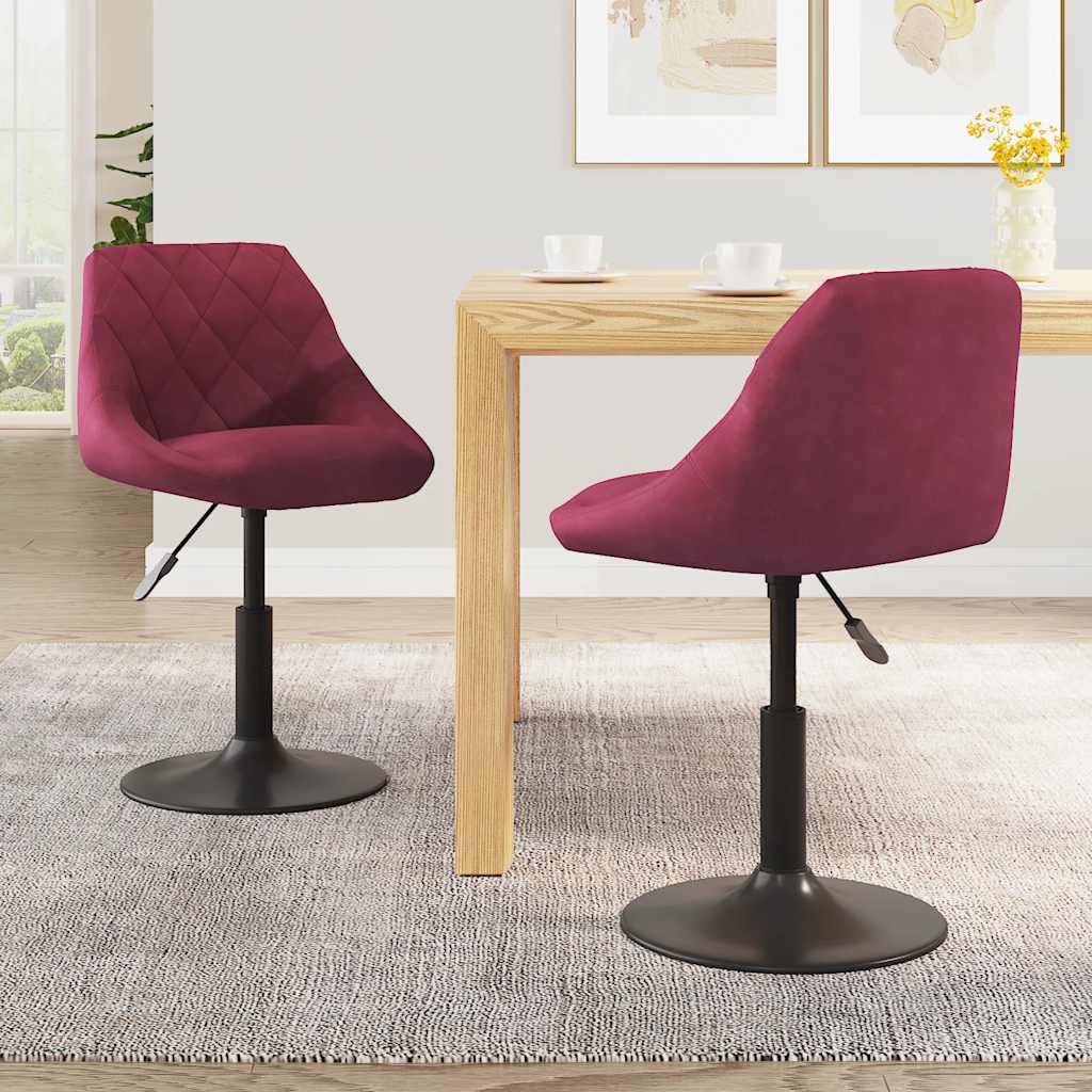Chaises pivotantes à manger lot de 2 bordeaux velours - XIOS