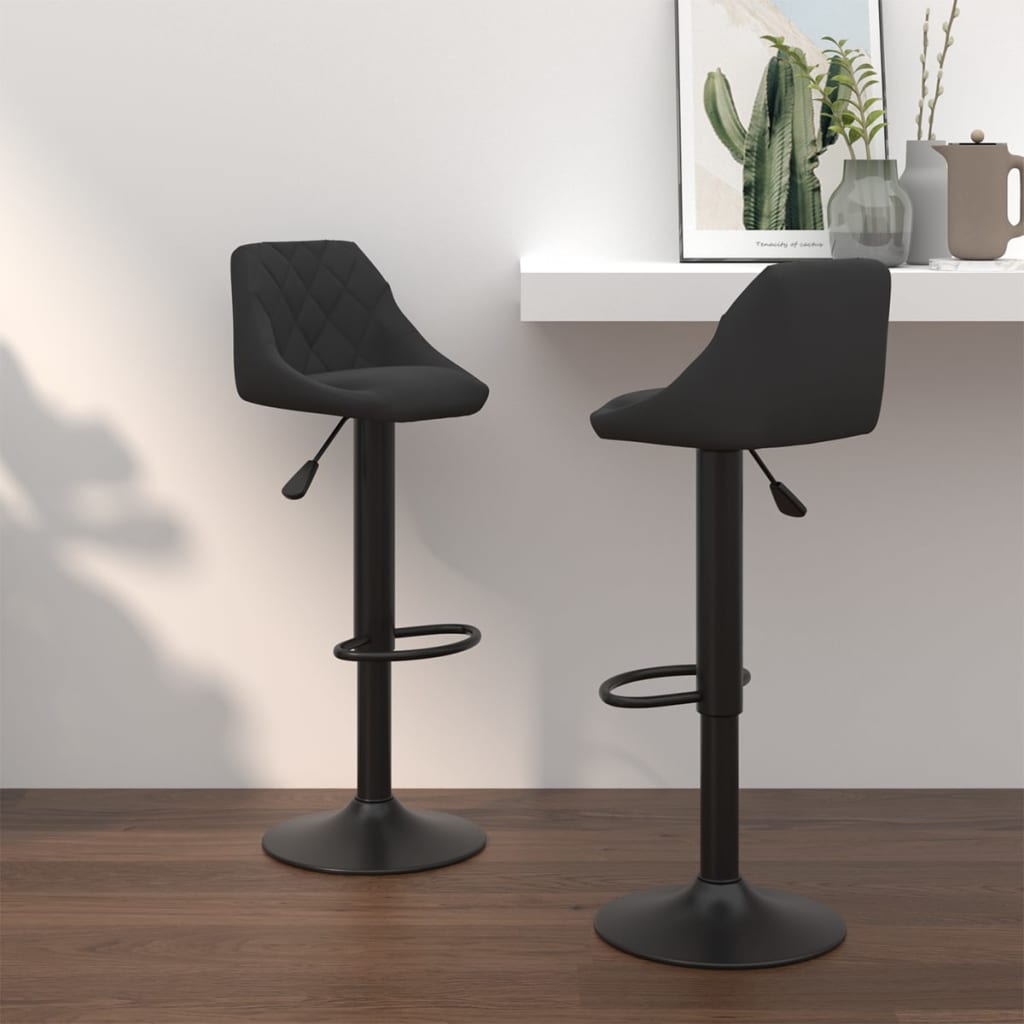 Tabourets de bar lot de 2 noir velours - XIOS