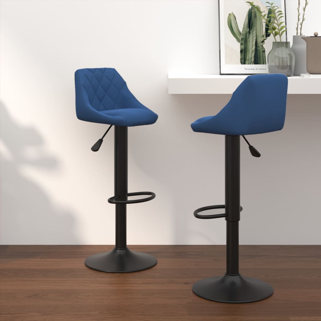Tabourets de bar lot de 2 bleu velours - XIOS