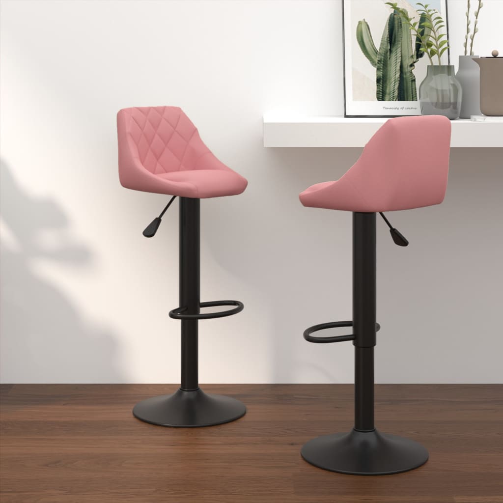 Tabourets de bar lot de 2 rose velours - XIOS