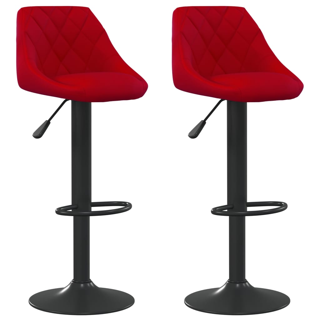Tabourets de bar lot de 2 rouge bordeaux velours - XIOS