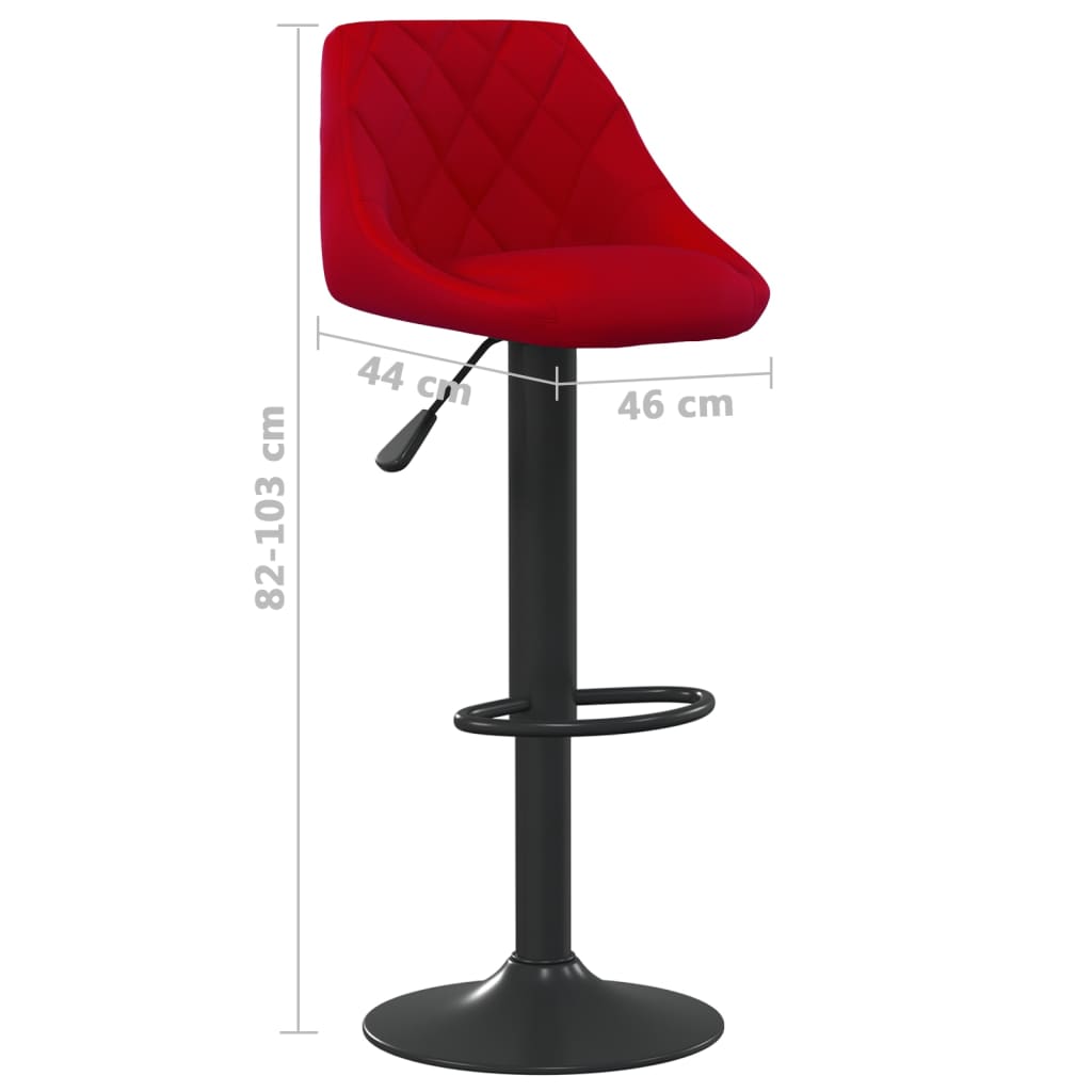 Tabourets de bar lot de 2 rouge bordeaux velours - XIOS