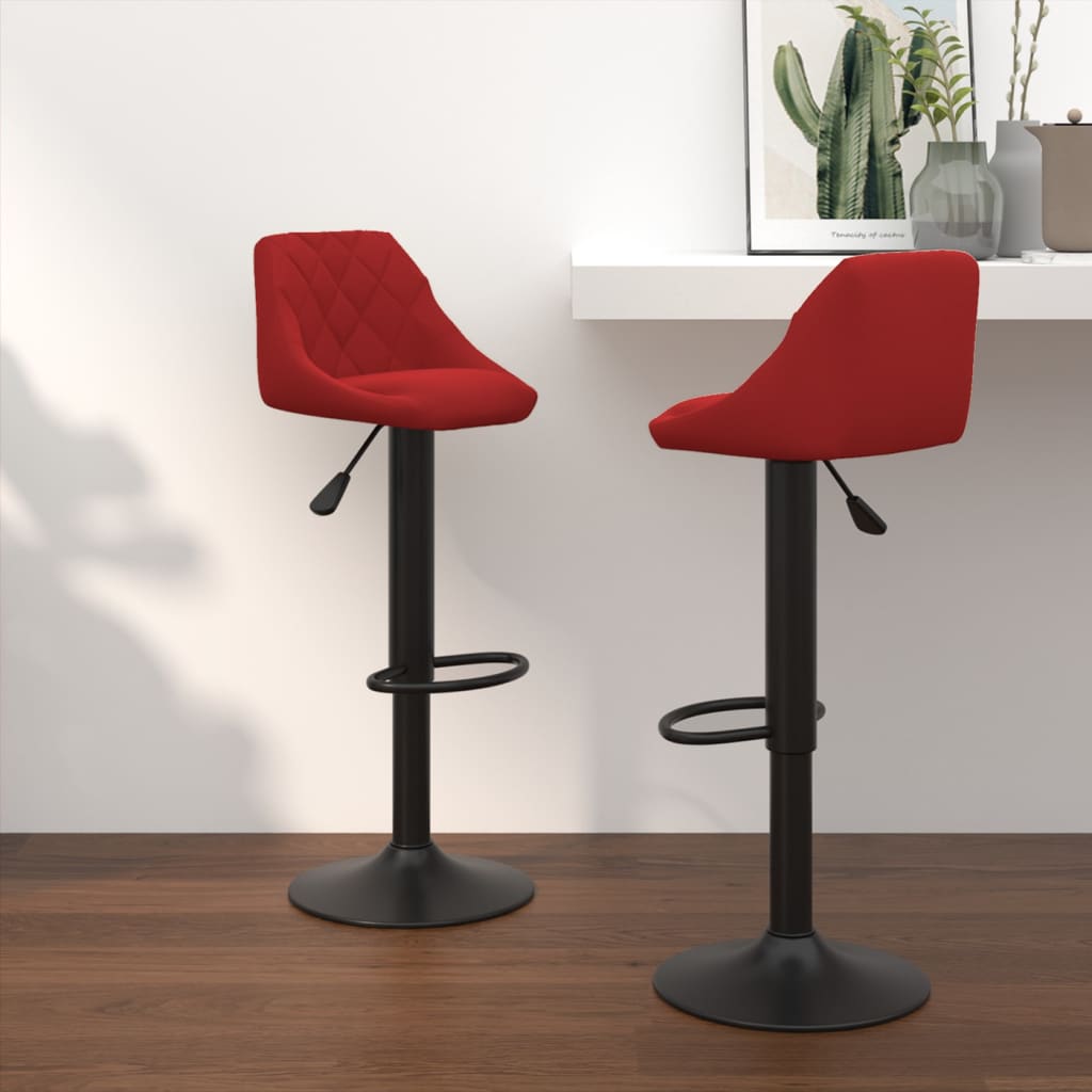 Tabourets de bar lot de 2 rouge bordeaux velours - XIOS