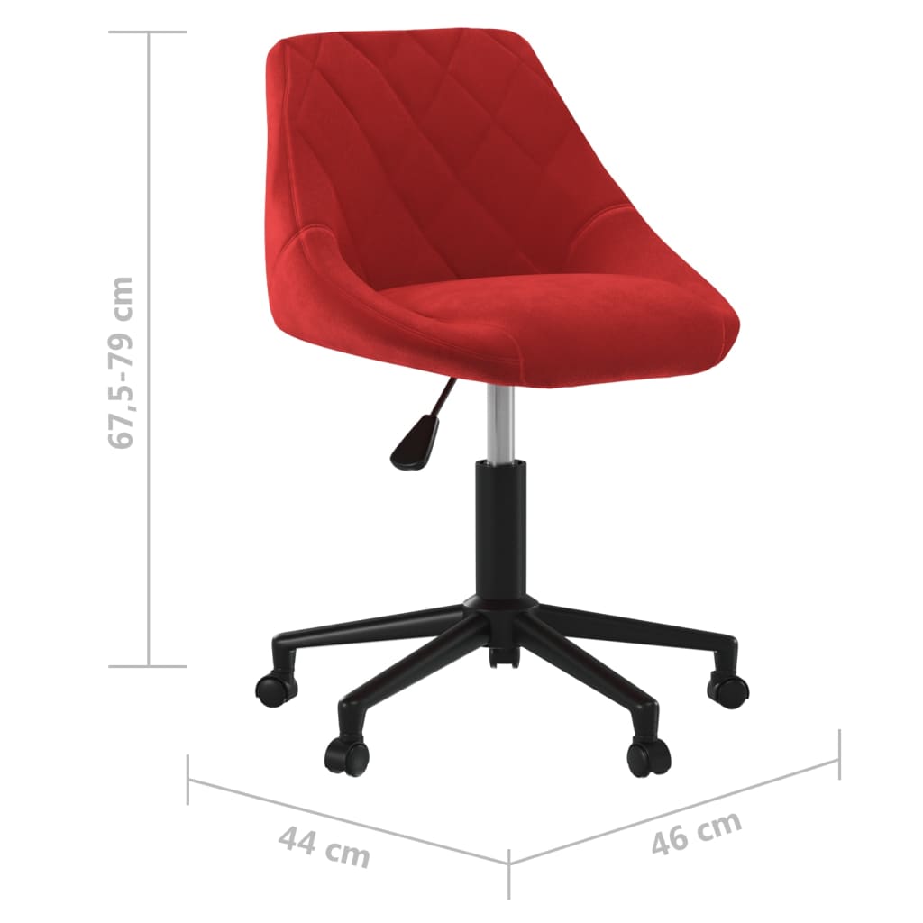 Chaise pivotante de bureau Rouge bordeaux Velours - XIOS