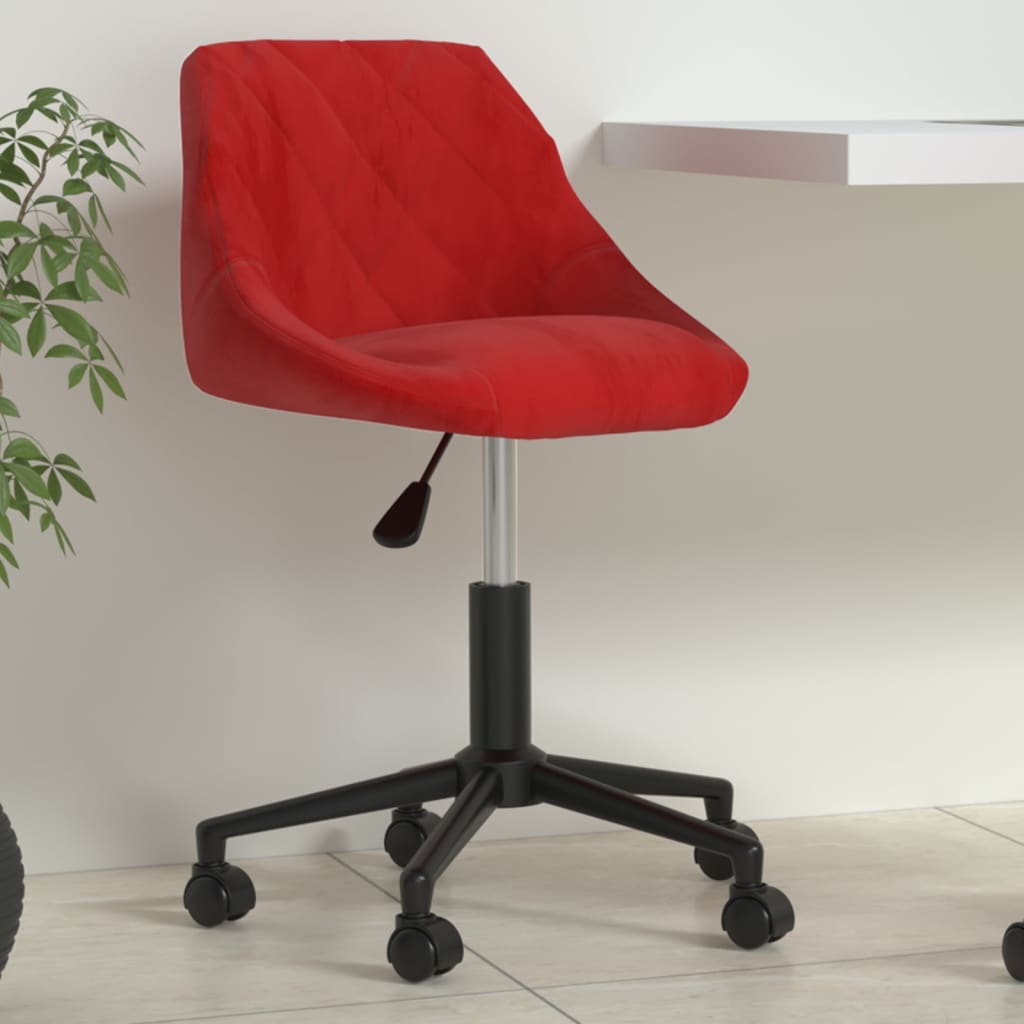 Chaise pivotante de bureau Rouge bordeaux Velours - XIOS