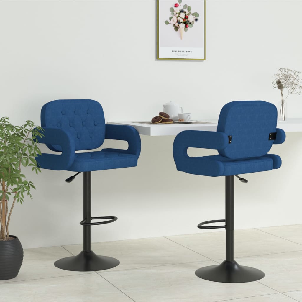 Tabourets de bar lot de 2 bleu tissu - XIOS