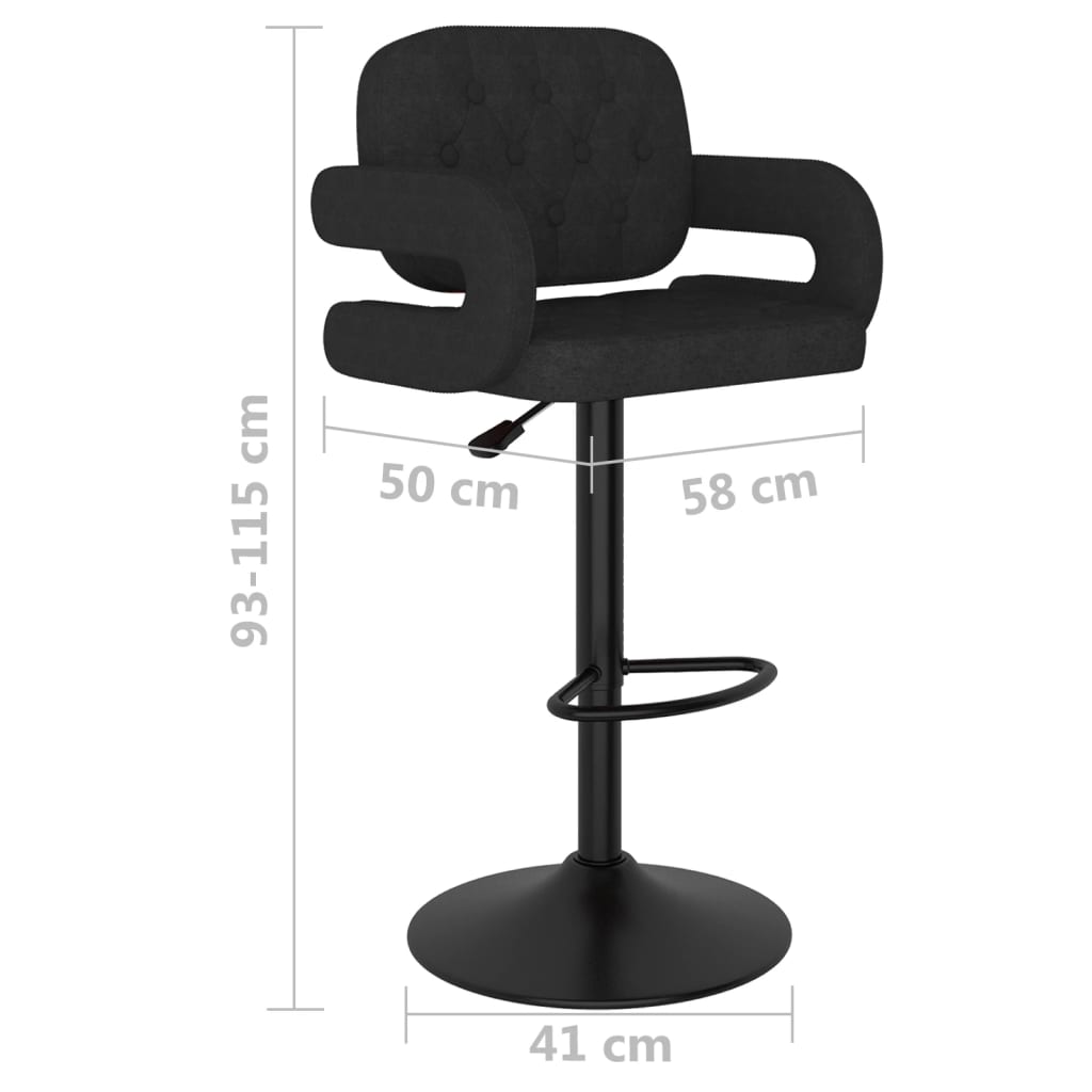 Tabourets de bar lot de 2 noir tissu - XIOS