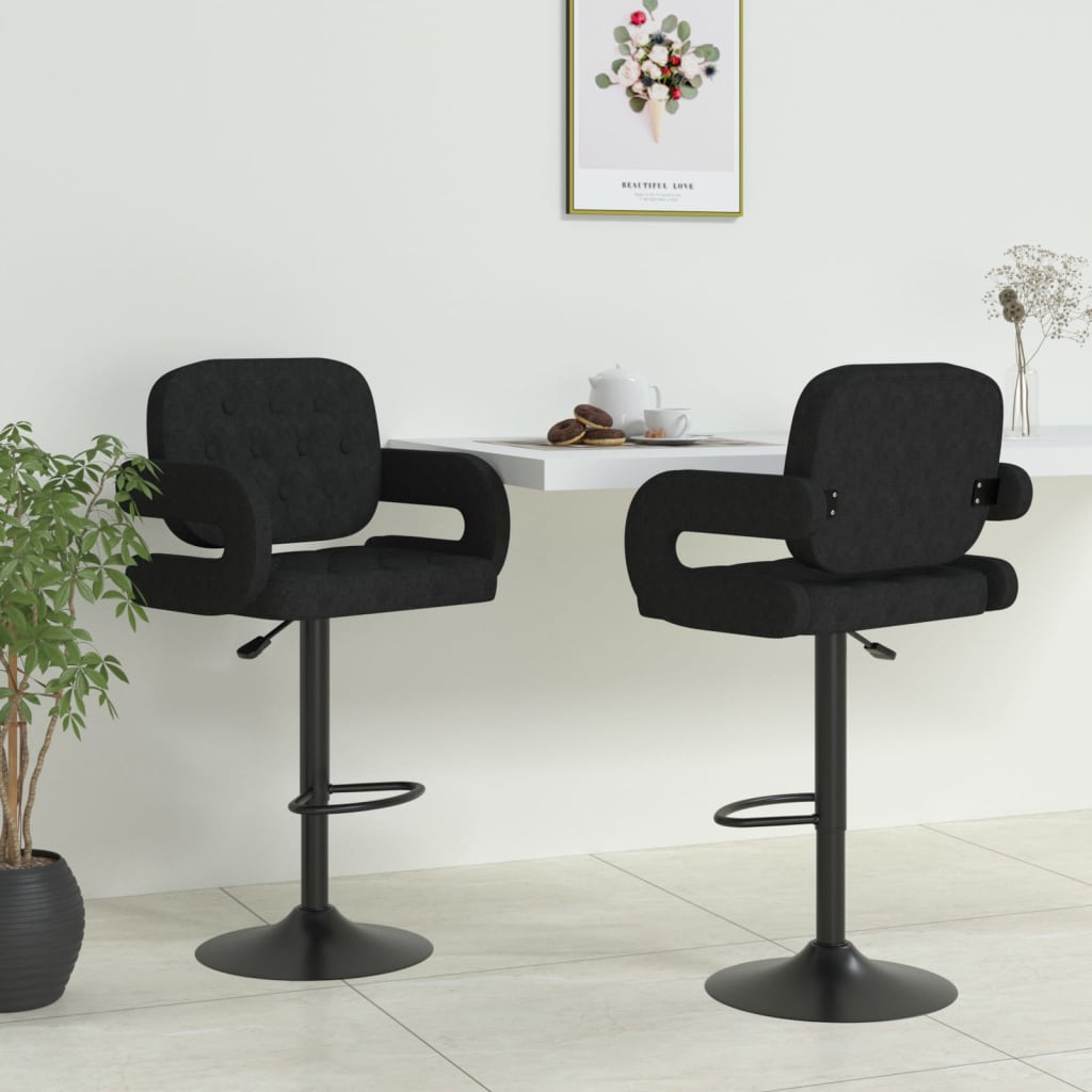 Tabourets de bar lot de 2 noir tissu - XIOS