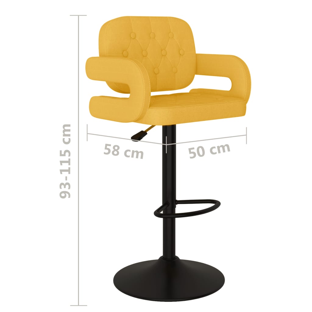Tabourets de bar lot de 2 jaune moutarde tissu - XIOS