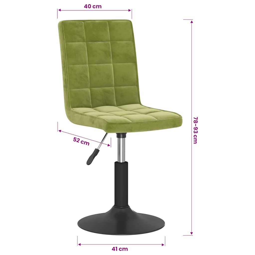 Chaises pivotantes à manger lot de 2 vert clair velours - XIOS