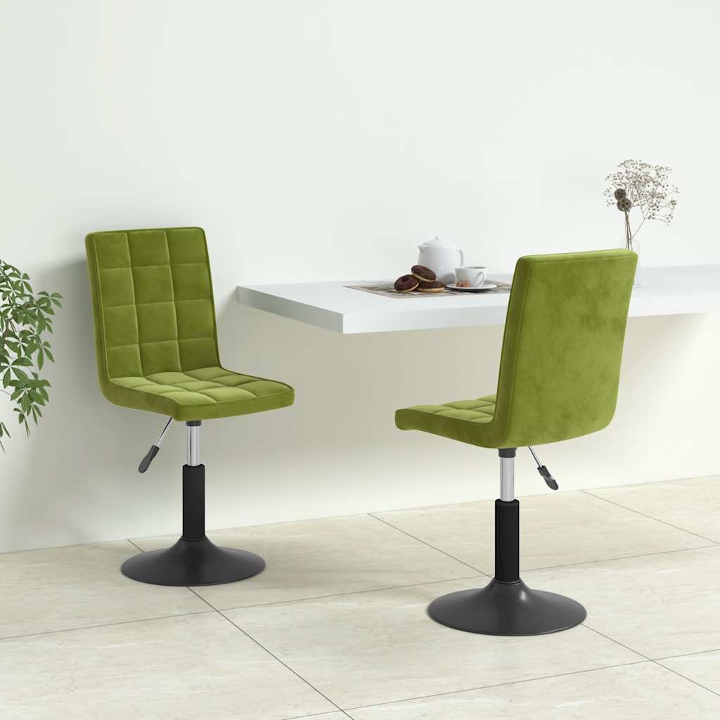 Chaises pivotantes à manger lot de 2 vert clair velours - XIOS