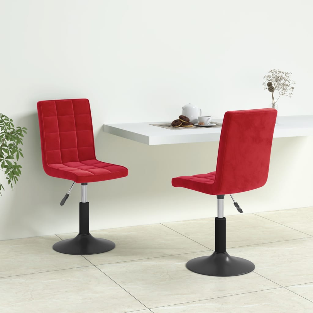Chaises à manger pivotantes lot de 2 rouge bordeaux velours - XIOS