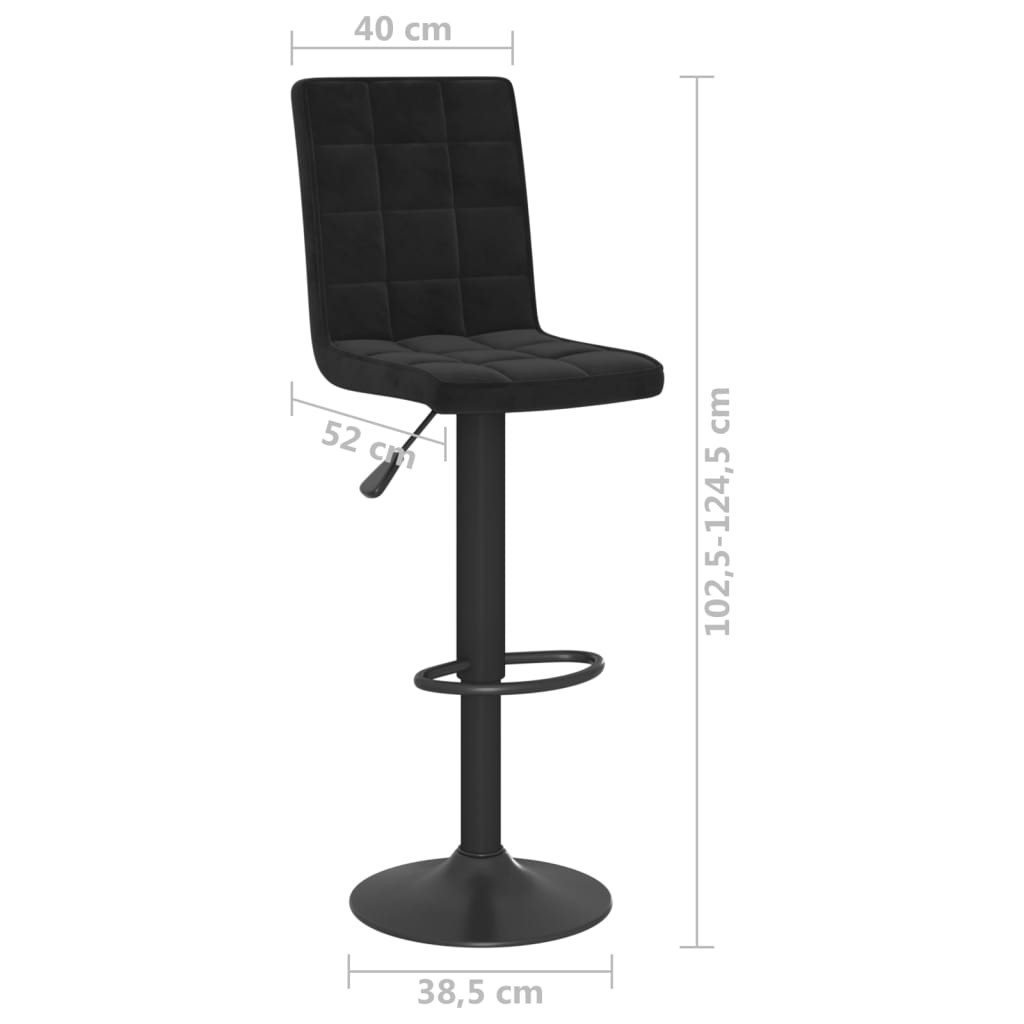 Tabourets de bar lot de 2 noir velours - XIOS