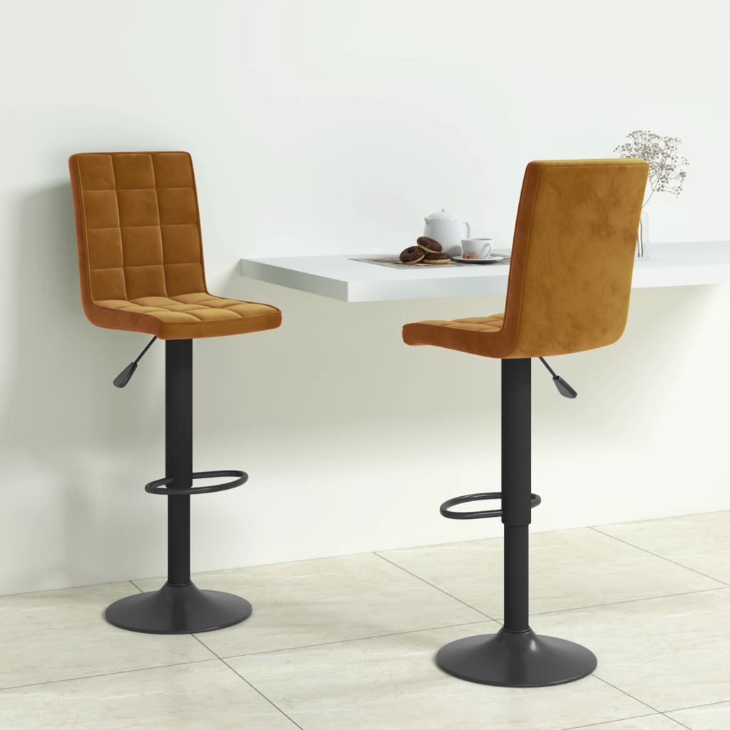 Tabourets de bar lot de 2 marron velours - XIOS